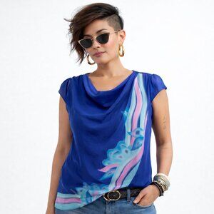 Anthropologie “Portrait of a Girl” Blue Silk Blouse